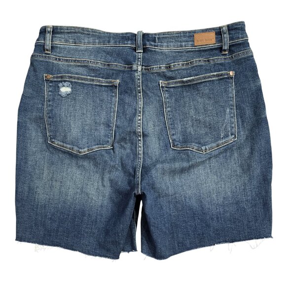 Judy Blue Bailey High Rise Mid Thigh Denim Shorts Dark Wash Stretch JB150051 - Picture 3 of 7